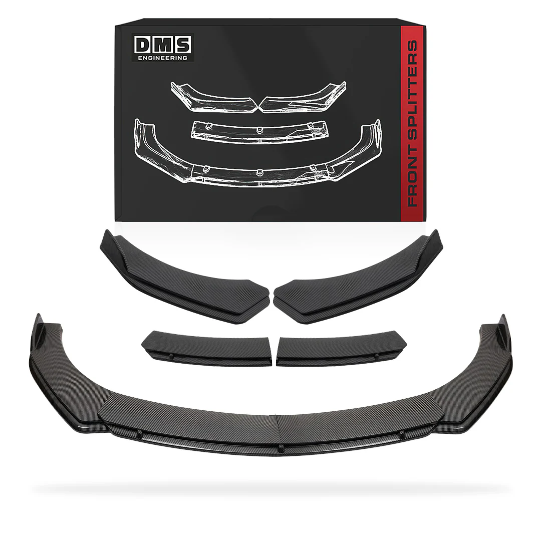 Tesla Model X (2015 - 2024) Carbon Fiber Painted With Strut Rods Front Splitters