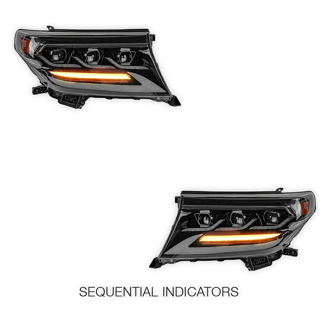 Toyota LandCruiser 200 Series (2008 - 2015) Sequential LED DRL Headlights LH + RH - Image 4