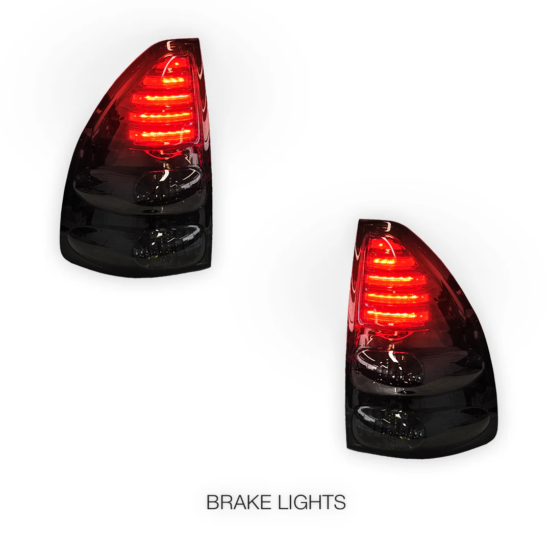 Toyota LandCruiser Prado 120 Series (2003 - 2009) Smoked Black LED Tail Lights LH + RH - Image 4